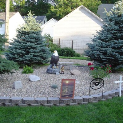 This garden in Pollema’s yard is in honor of their son Bruce.